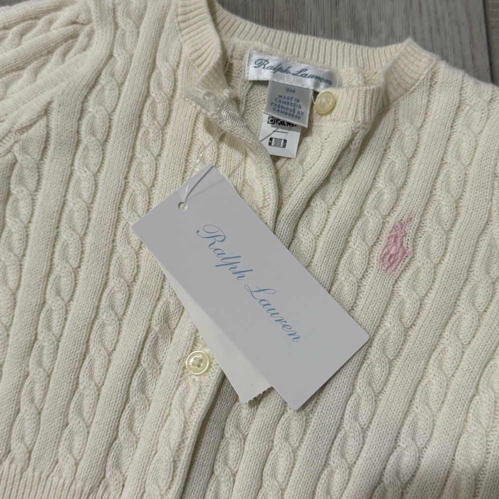 Ralph Lauren Girls’ Cupcake Dress and Cable-Knit Cardigan Set - Picture 5 of 9